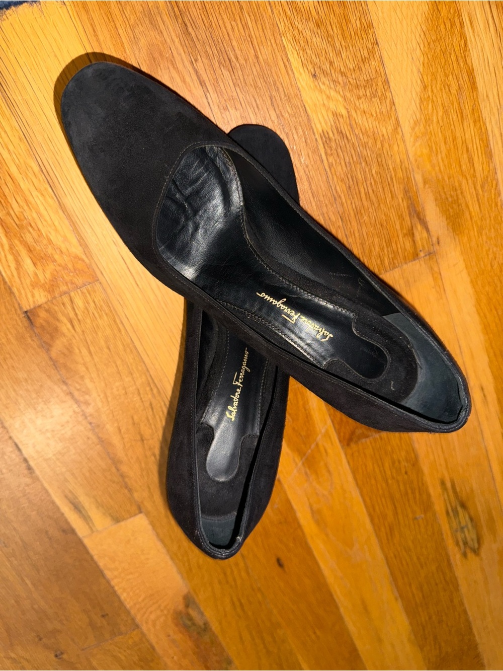 Salvatore Ferragamo Made In Italy Arezzo 85 Black Calf Leather Heels Size 8US - Picture 7 of 10